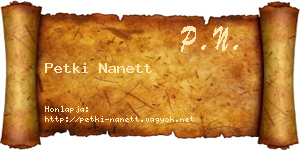 Petki Nanett névjegykártya